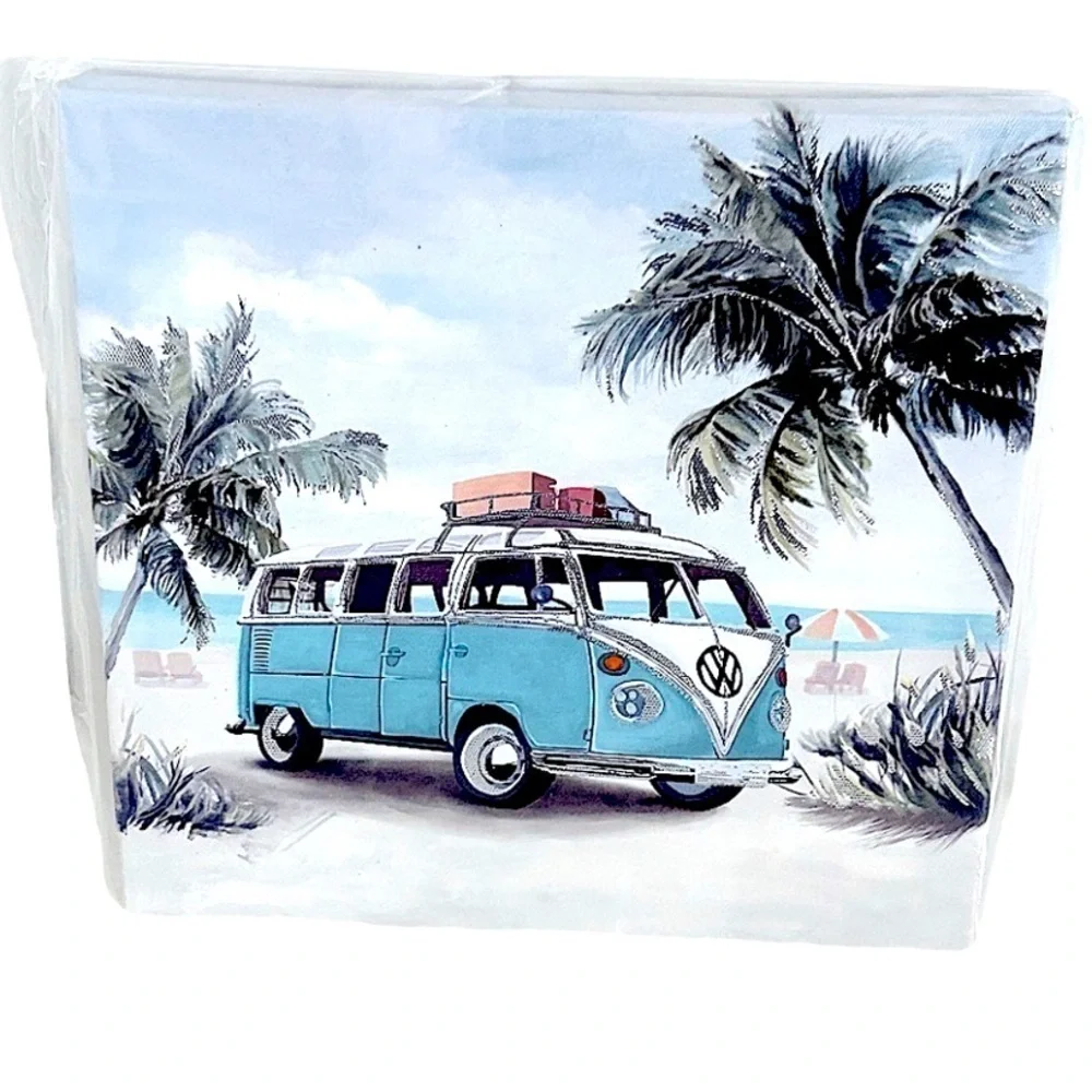 VW Bus Beach Bum Van Life Canvas Wall Art 8 x 8 Ready to Hang NEW Daydreaming